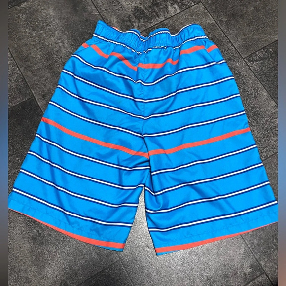 Boy’s Blue and Orange Striped Swim Trunks - Picture 2 of 3
